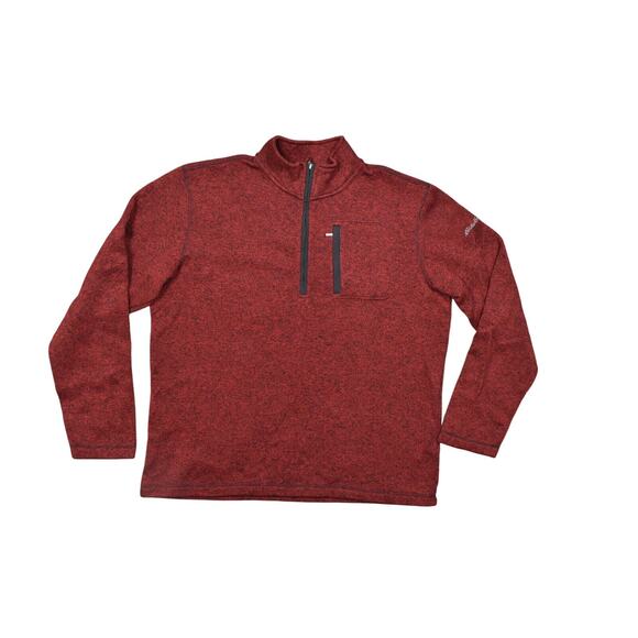 Eddie Bauer Red Pullover Sweater 2XL Polyester Men's quarter Zip Fleece Chest - Picture 1 of 7